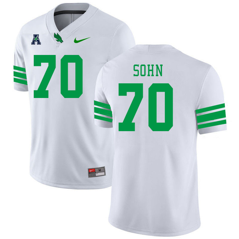 #70 Isaac Sohn North Texas Mean Green College Football Jerseys Stitched-White